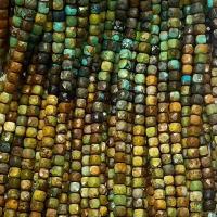 Türkis Perlen, Quadrat, natürlich, facettierte, gemischte Farben, 4x4mm, verkauft per ca. 14.96 ZollInch Strang