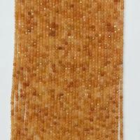 Perline avventurina, Quadrato, naturale, sfaccettati, arancione, 2.50x2.50mm, Venduto per Appross. 14.96 pollice filo