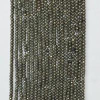 Pyrite dorée perles, Rond, naturel, facettes, noire, 2x4mm, Vendu par Environ 14.96 pouce brin