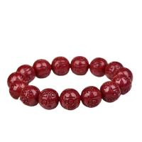 Fashion Cinnabar Bracelet, Carved, Unisex & different size for choice, vermeil, Length:Approx 7.48 Inch, Sold By PC
