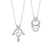 Cubic Zircon Micro Pave 925 Sterling Silver Necklace, with Lampwork, with 1.96 inch extender chain, 12 Signs of the Zodiac, plated, different styles for choice & micro pave cubic zirconia & for woman, silver color, Length:Approx 15.74 Inch, Sold By PC