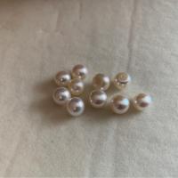 Perles nacres de culture d'eau douce demi percées , perle d'eau douce cultivée, DIY & semi-foré, blanc, 6.5-7.5mm, Vendu par PC