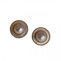 Boucles d'oreilles en perles d'eau douce, perle d'eau douce cultivée, avec laiton, bijoux de mode & pour femme, blanc, 9-10mm, Vendu par paire