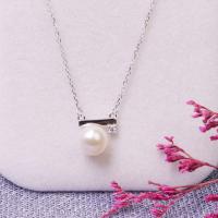 Freshwater Pearl Brass Necklace with Brass fashion jewelry & for woman silver color 8-9mm Length Approx 45 cm Sold By PC