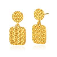Boucles d'oreilles pendantes en laiton, Plaqué d'or 18K, bijoux de mode & pour femme, doré, 29x14mm, Vendu par paire