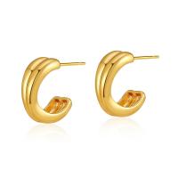 Brass Stud Earring, 18K gold plated, fashion jewelry & for woman, golden, 16x6mm, Sold By Pair