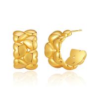 Латунь Стад Серьги, 18K золотым напылением, ювелирные изделия моды & Женский, Золотой, 19x12mm, продается Пара