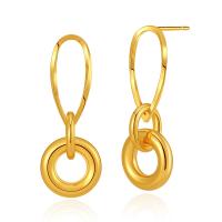 Boucles d'oreilles pendantes en laiton, Plaqué d'or 18K, bijoux de mode & pour femme, doré, 44x16mm, Vendu par paire