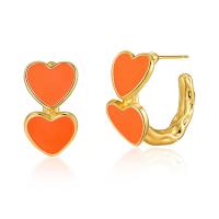 Brass Stud Earring 18K gold plated fashion jewelry & for woman & enamel Sold By Pair