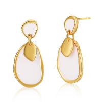 Messing Tropfen Ohrringe, 18 K vergoldet, Modeschmuck & für Frau & Emaille, keine, 30x14mm, verkauft von Paar