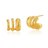 Brass Stud Earring, 18K gold plated, fashion jewelry & for woman, golden, 13x13mm, Sold By Pair
