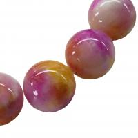 Jade Perlen, Blassbraune Jade, rund, Einbrennlack, DIY & verschiedene Größen vorhanden, gemischte Farben, verkauft per ca. 40 cm Strang