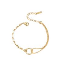 Stainless Steel Jewelry Bracelet, 304 Stainless Steel, with 1.97Inch extender chain, Donut, Vacuum Ion Plating, Double Layer & Unisex, golden, Length:Approx 7.5 Inch, Sold By PC
