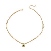 Stainless Steel Jewelry Necklace 304 Stainless Steel with 5cm extender chain Lock Vacuum Ion Plating Double Layer & for woman & with rhinestone golden Length Approx 40 cm Sold By PC