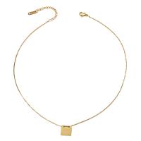 Edelstahl Schmuck Halskette, 304 Edelstahl, mit Verlängerungskettchen von 5cm, Quadrat, unisex, goldfarben, Länge:ca. 45 cm, verkauft von PC