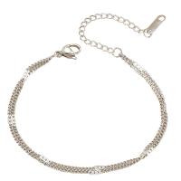 Stainless Steel Jewelry Bracelet 304 Stainless Steel with 1.97Inch extender chain Double Layer & Unisex original color Length Approx 7.5 Inch Sold By PC