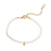 Stainless Steel Jewelry Bracelet 304 Stainless Steel with Plastic Pearl with 1.97Inch extender chain Round Vacuum Ion Plating for woman white Length Approx 7.5 Inch Sold By PC