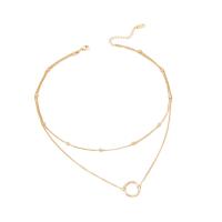 Multi Layer Necklace 304 Stainless Steel with 5cm extender chain Donut Vacuum Ion Plating Double Layer & for woman golden Length Approx 36 cm Approx 45 cm Sold By PC