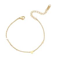 Stainless Steel Jewelry Bracelet, 304 Stainless Steel, with 1.97Inch extender chain, Heart, Vacuum Ion Plating, for woman, golden, Length:Approx 7.5 Inch, Sold By PC