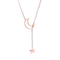 Titanium Steel Necklace, Moon and Star, rose gold color plated, fashion jewelry & for woman, rose gold color, Length:Approx 17.72 Inch, Sold By PC