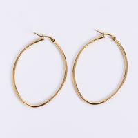 Stainless Steel Hoop Earring, 304 Stainless Steel, 18K gold plated, fashion jewelry & for woman, golden, 39x54mm, Sold By Pair