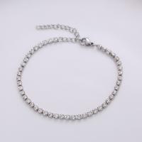 Stainless Steel Jewelry Bracelet 304 Stainless Steel with 1.97inch extender chain plated Unisex & micro pave cubic zirconia Sold Per Approx 7.09 Inch Strand