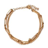 Stainless Steel Jewelry Bracelet 304 Stainless Steel with 1.97inch extender chain Double Layer & fashion jewelry & for woman Length Approx 6.69 Inch Sold By PC
