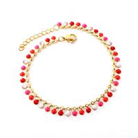Stainless Steel Jewelry Bracelet, 304 Stainless Steel, with 1.18inch extender chain, Vacuum Ion Plating, fashion jewelry & for woman & enamel, more colors for choice, 3.2*3.6mm, Sold Per Approx 7.09 Inch Strand