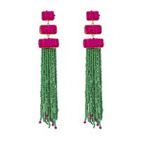 Fashion Fringe Earrings Seedbead with Zinc Alloy gold color plated Bohemian style & folk style & for woman nickel lead & cadmium free Sold By Pair