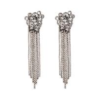 Fashion Fringe Earrings Zinc Alloy plumbum black color plated Bohemian style & for woman & with rhinestone nickel lead & cadmium free Sold By Pair