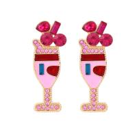 Rhinestone Earring, Tibetan Style, Cup, gold color plated, for woman & enamel & with rhinestone, more colors for choice, nickel, lead & cadmium free, 21x57mm, Sold By Pair