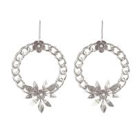Zinc Alloy Drop Earrings Flower plated for woman & hollow nickel lead & cadmium free Sold By Pair