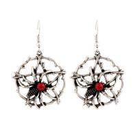 Rhinestone Earring Zinc Alloy Spider Web antique silver color plated Halloween Jewelry Gift & for woman & with rhinestone silver color nickel lead & cadmium free Sold By Pair