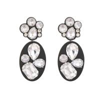 Acrylic Jewelry Earring Oval plated for woman & with rhinestone Sold By Pair