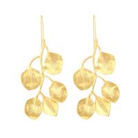 Zinc Alloy Drop Earrings Leaf gold color plated fashion jewelry & for woman golden nickel lead & cadmium free Sold By Pair