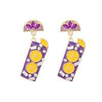 Tibetan Style Drop Earrings, Cup, gold color plated, for woman & enamel & with rhinestone, more colors for choice, nickel, lead & cadmium free, 23x53mm, Sold By Pair