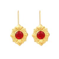 Zinc Alloy Drop Earrings with Resin Rhinestone Flower gold color plated vintage & for woman golden nickel lead & cadmium free Sold By Pair