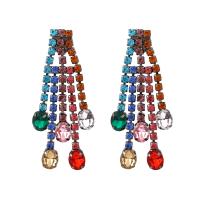 Rhinestone Earring, Tibetan Style, silver color plated, Bohemian style & for woman & with rhinestone, more colors for choice, nickel, lead & cadmium free, 29x67mm, Sold By Pair