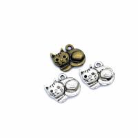 Tibetan Style Animal Pendants, Cat, plated, DIY, more colors for choice, nickel, lead & cadmium free, 15x13mm, Hole:Approx 1.5mm, Sold By PC