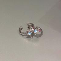 Brass Finger Ring with Sea Opal platinum color plated adjustable & for woman Approx 1mm US Ring Sold By PC