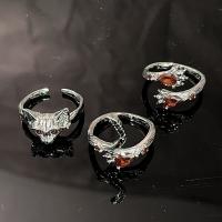 Cúbicos Circonia Micro Pave anillo de latón, metal, Gato, chapado en color de platina, ajustable & micro arcilla de zirconia cúbica & para mujer, más colores para la opción, agujero:aproximado 1mm, tamaño:6-8, Vendido por UD