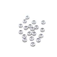 Brass Spacer Beads silver color plated DIY & micro pave cubic zirconia nickel lead & cadmium free Sold By PC