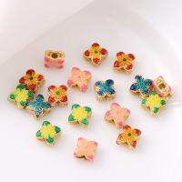 Brass Spacer Beads Four Leaf Clover 18K gold plated DIY & enamel nickel lead & cadmium free Approx 1.5mm Sold By PC