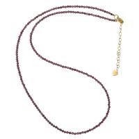Natural Gemstone Necklace Garnet with Zinc Alloy polished Unisex & faceted purple 2mm Length Approx 22 Inch Sold By PC