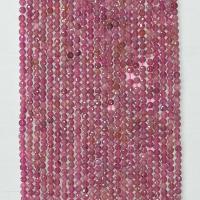 Koraliki z kameniem szlachetnym, Turmalin, Koło, Naturalne, fasetowany, różowy, 4mm, sprzedawane na około 14.96 cal Strand