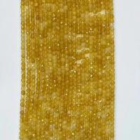 Natural Jade Beads, Jade Yellow, Square, faceted, yellow, 4x4mm, Sold Per Approx 14.96 Inch Strand