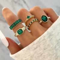 Zinc Alloy Ring Set plated 5 pieces & fashion jewelry & for woman & with rhinestone nickel lead & cadmium free Sold By Set