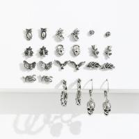 Pendientes de Aleación de Zinc, chapado en color de plata, 12 piezas & Joyería & para mujer, libre de níquel, plomo & cadmio, Vendido por Set