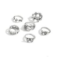 Juego de anillos de aleación de zinc, chapado, 6 piezas & Joyería & para mujer, más colores para la opción, libre de níquel, plomo & cadmio, Vendido por Set