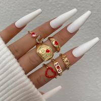 Zinc Alloy Ring Set gold color plated 6 pieces & fashion jewelry & for woman & enamel & with rhinestone nickel lead & cadmium free Sold By Set